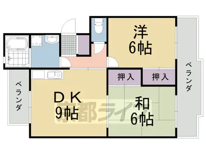 阪急電鉄京都線 西山天王山駅 徒歩10分 3階建 築31年(2LDK/3階)の間取り写真