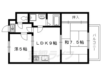 シャルム円山(2LDK/2階)の間取り写真