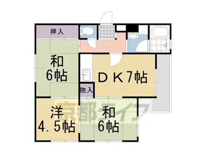 東海道本線 長岡京駅 徒歩5分 4階建 築39年(3DK/3階)の間取り写真