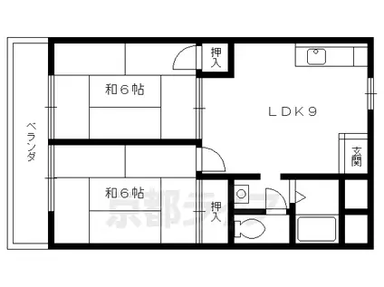 京阪電気鉄道京阪線 淀駅 徒歩24分 4階建 築49年(2LDK/4階)の間取り写真