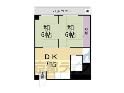 阪急電鉄京都線 東向日駅 徒歩7分 4階建 築38年(2DK/4階)の間取り写真