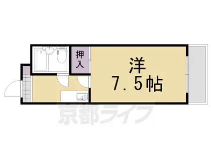 阪急電鉄京都線 西山天王山駅 徒歩12分 4階建 築47年(1K/4階)の間取り写真