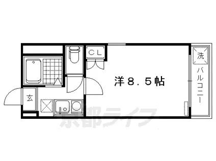 阪急電鉄京都線 西向日駅 徒歩5分 3階建 築33年(1K/2階)の間取り写真