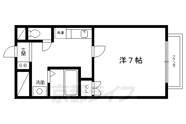 東海道本線 山崎駅(京都) 徒歩3分 2階建 築26年(1K/1階)の間取り写真