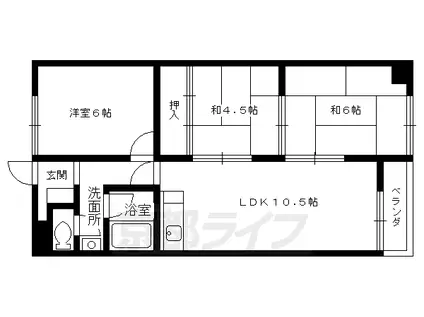 阪急電鉄京都線 長岡天神駅 徒歩5分 3階建 築42年(3LDK/1階)の間取り写真