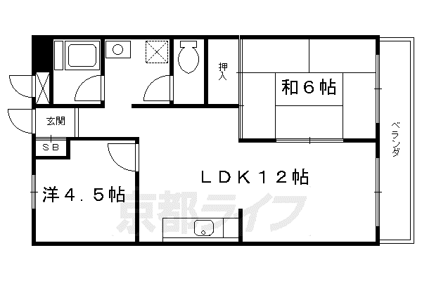 阪急電鉄京都線 東向日駅 徒歩10分 3階建 築49年(2LDK/1階)の間取り写真