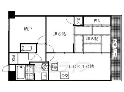 ヴィーヴル長岡京(2SLDK/4階)の間取り写真