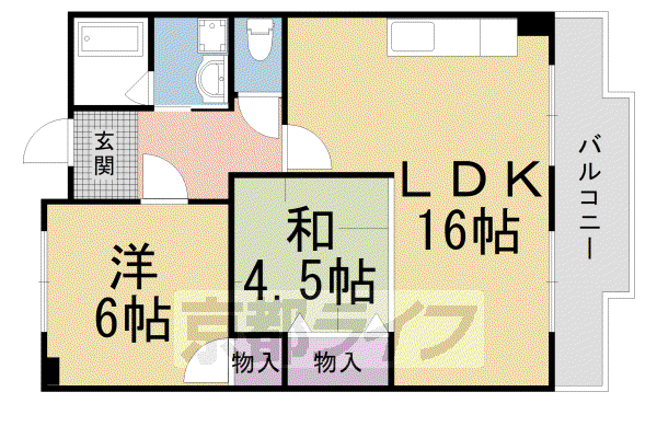 阪急電鉄京都線 洛西口駅 徒歩4分 6階建 築39年(2LDK/6階)の間取り写真