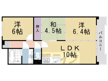 阪急電鉄京都線 長岡天神駅 徒歩5分 3階建 築42年(3LDK/3階)の間取り写真