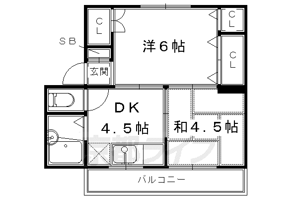 阪急電鉄京都線 長岡天神駅 徒歩13分 3階建 築47年(2DK/3階)の間取り写真
