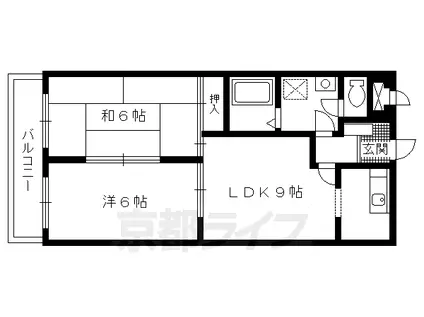 阪急電鉄京都線 西山天王山駅 徒歩13分 3階建 築43年(2LDK/3階)の間取り写真