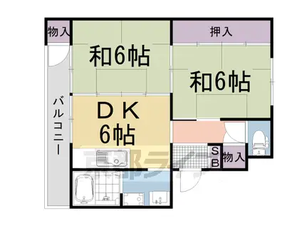 阪急電鉄京都線 西山天王山駅 徒歩7分 5階建 築56年(2DK/2階)の間取り写真