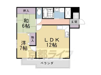 阪急電鉄京都線 長岡天神駅 徒歩20分 3階建 築31年(2LDK/1階)の間取り写真