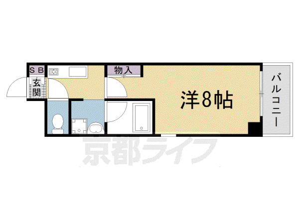 阪急電鉄京都線 西京極駅 徒歩5分 6階建 築28年(1K/6階)の間取り写真