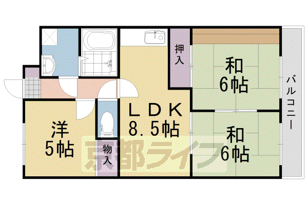 モアライフ酒井松(3LDK/1階)の間取り写真