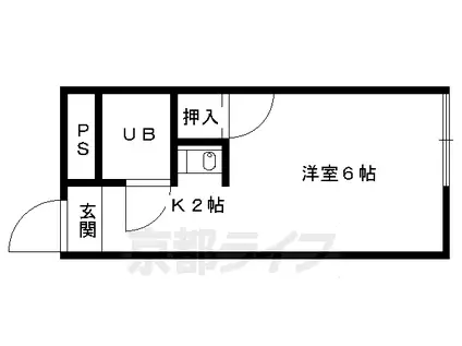 東海道本線 長岡京駅 徒歩2分 4階建 築42年(1K/2階)の間取り写真