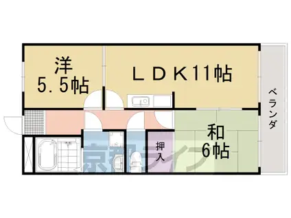 東海道本線 桂川駅(京都) 徒歩2分 5階建 築32年(2LDK/1階)の間取り写真