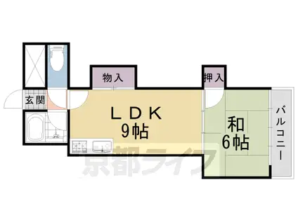 阪急電鉄京都線 東向日駅 徒歩12分 6階建 築41年(1LDK/2階)の間取り写真