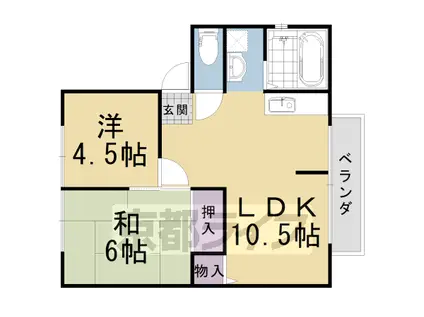 阪急電鉄京都線 洛西口駅 徒歩10分 2階建 築33年(2LDK/1階)の間取り写真