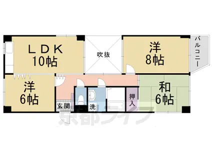 東海道本線 向日町駅 徒歩35分 4階建 築35年(3LDK/1階)の間取り写真