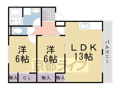 東海道本線 長岡京駅 徒歩37分 4階建 築29年(2LDK/3階)の間取り写真