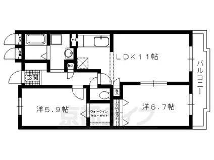 阪急電鉄京都線 長岡天神駅 徒歩5分 4階建 築29年(2LDK/1階)の間取り写真