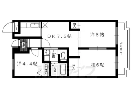 阪急電鉄京都線 長岡天神駅 徒歩5分 4階建 築28年(3DK/3階)の間取り写真