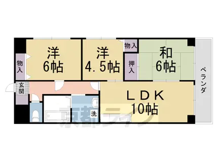 東海道本線 桂川駅(京都) 徒歩10分 7階建 築32年(3LDK/2階)の間取り写真