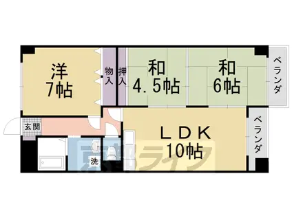 東海道本線 桂川駅(京都) 徒歩10分 7階建 築32年(3LDK/4階)の間取り写真