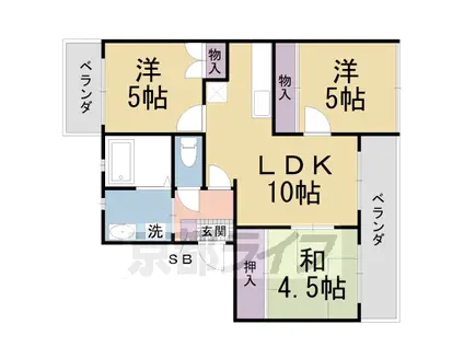 阪急電鉄京都線 長岡天神駅 徒歩5分 3階建 築27年(3LDK/1階)の間取り写真