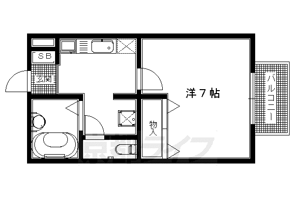 阪急電鉄京都線 大山崎駅 徒歩5分 2階建 築28年(1K/1階)の間取り写真