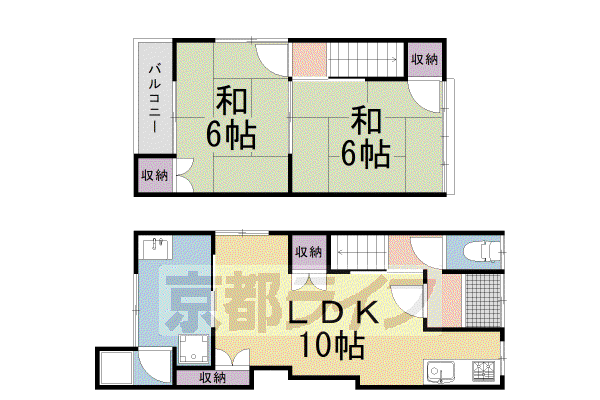 阪急電鉄京都線 東向日駅 徒歩8分 2階建 築42年(2LDK)の間取り写真