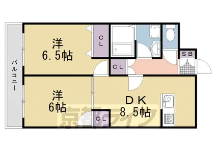 阪急電鉄京都線 西山天王山駅 徒歩17分 5階建 築31年(2LDK/5階)の間取り写真