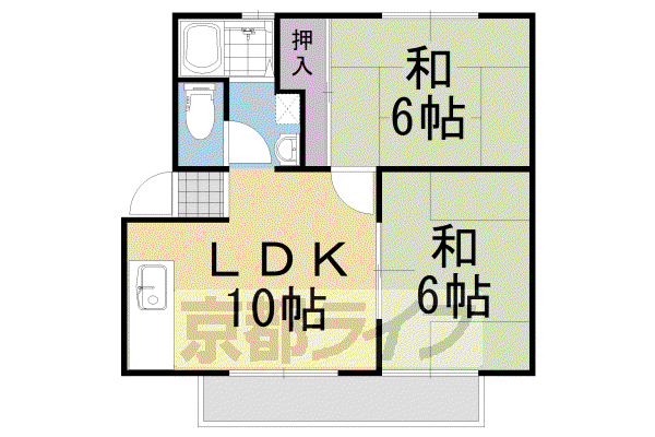 阪急電鉄京都線 長岡天神駅 徒歩7分 2階建 築37年(2LDK/1階)の間取り写真