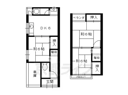 京阪電気鉄道京阪線 淀駅 徒歩11分 2階建 築40年(2DK)の間取り写真