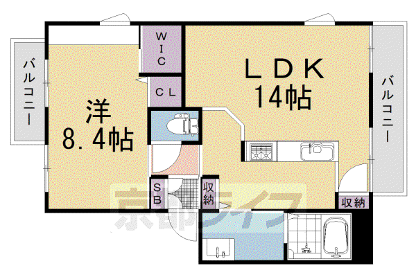 阪急電鉄京都線 西山天王山駅 徒歩10分 2階建 築35年(1LDK/2階)の間取り写真