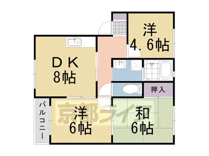 東海道本線 長岡京駅 徒歩9分 2階建 築28年(3LDK/1階)の間取り写真