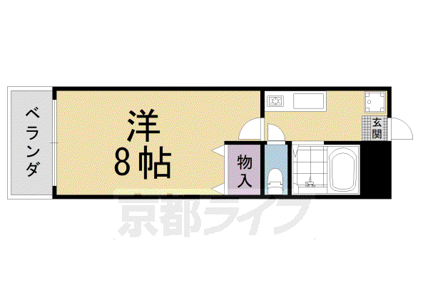阪急電鉄京都線 洛西口駅 徒歩10分 3階建 築26年(1K/3階)の間取り写真