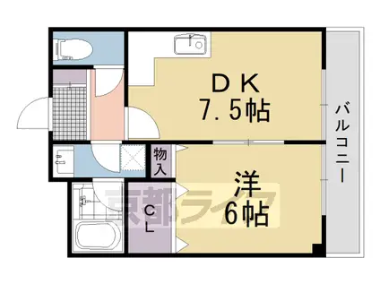 東海道本線 長岡京駅 徒歩7分 3階建 築38年(1DK/1階)の間取り写真