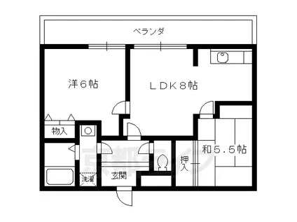 阪急電鉄京都線 長岡天神駅 徒歩10分 4階建 築24年(2LDK/3階)の間取り写真