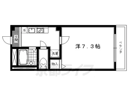 阪急電鉄京都線 東向日駅 徒歩5分 4階建 築24年(1K/2階)の間取り写真