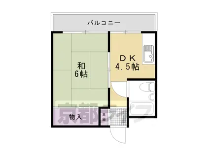 東海道本線 長岡京駅 徒歩7分 4階建 築43年(1DK/4階)の間取り写真