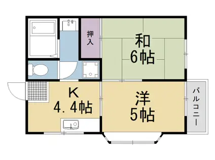 阪急電鉄京都線 大山崎駅 徒歩9分 2階建 築40年(2DK/2階)の間取り写真