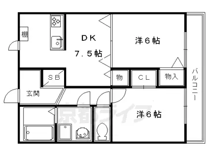 サンイースト(2DK/1階)の間取り写真