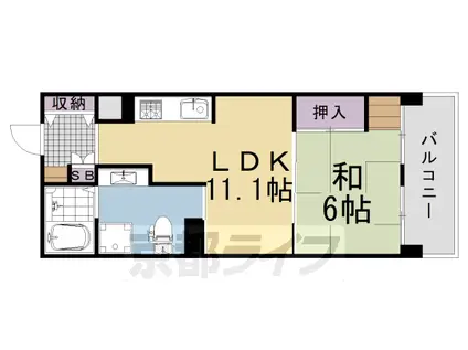 阪急電鉄京都線 西向日駅 徒歩35分 5階建 築28年(1LDK/2階)の間取り写真
