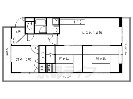 阪急電鉄京都線 大山崎駅 徒歩15分 4階建 築36年(3LDK/1階)の間取り写真