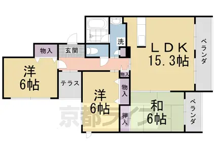 東海道本線 桂川駅(京都) 徒歩12分 7階建 築23年(3LDK/4階)の間取り写真