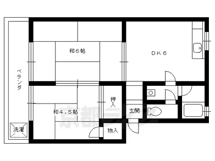 東海道本線 桂川駅(京都) 徒歩12分 3階建 築48年(2DK/3階)の間取り写真