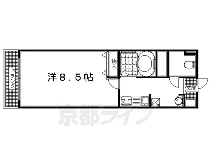 阪急電鉄京都線 長岡天神駅 徒歩5分 3階建 築23年(1K/1階)の間取り写真