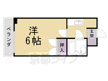 東海道本線 桂川駅(京都) 徒歩10分 5階建 築35年(1K/4階)の間取り写真